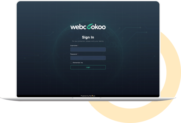 Webcookoo cybersecurity platform dashboard displayed on MacBook